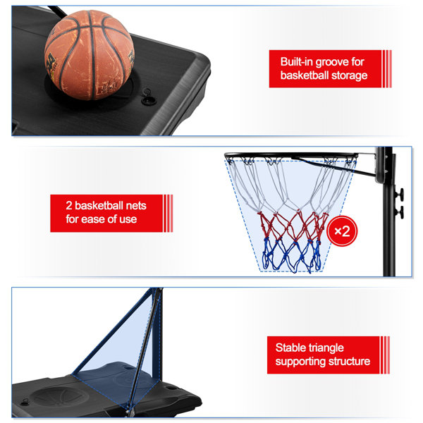 Yaheetech Height Adjustable Metal Portable FullSize Basketball Hoop